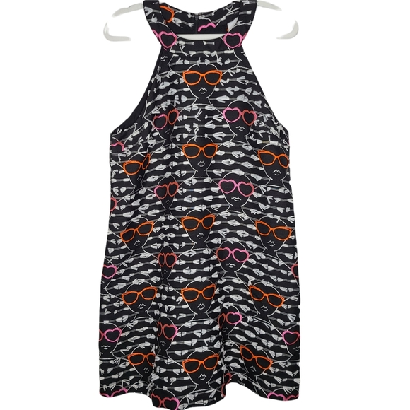 Hutch Anthropologie Black Sunglass Motif Embroidered Halter Neck Dress - Picture 4 of 11